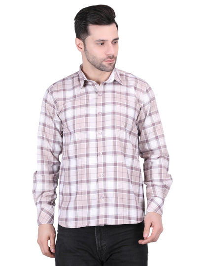 Kouns Premium Pink Checked Cotton Shirt – Regular Fit, Comfortable Casual Style