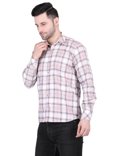 Kouns Premium Pink Checked Cotton Shirt – Regular Fit, Comfortable Casual Style