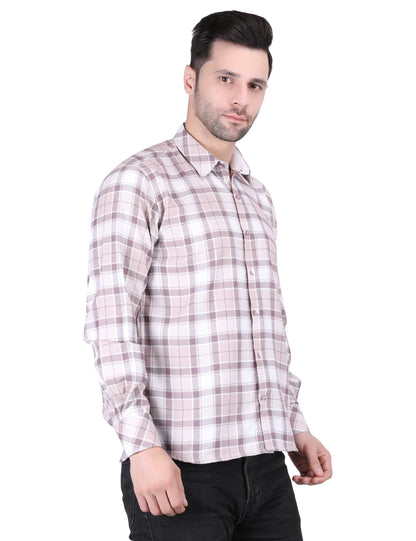 Kouns Premium Pink Checked Cotton Shirt – Regular Fit, Comfortable Casual Style