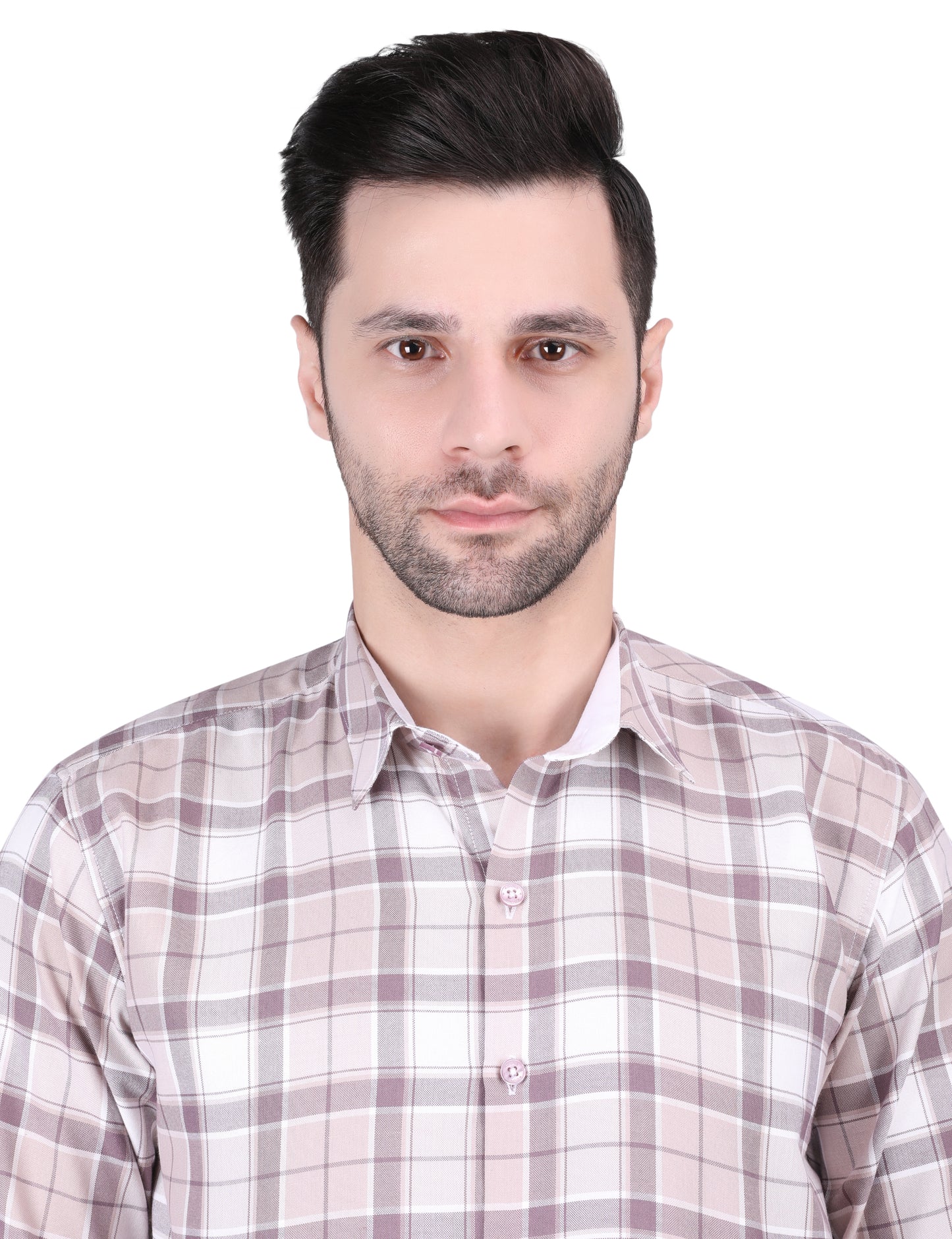 Kouns Premium Pink Checked Cotton Shirt – Regular Fit, Comfortable Casual Style
