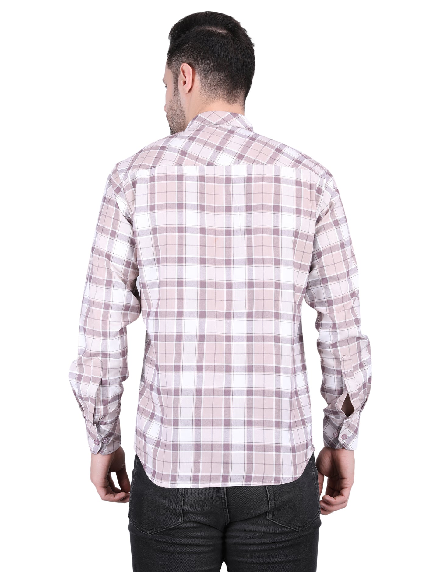 Kouns Premium Pink Checked Cotton Shirt – Regular Fit, Comfortable Casual Style