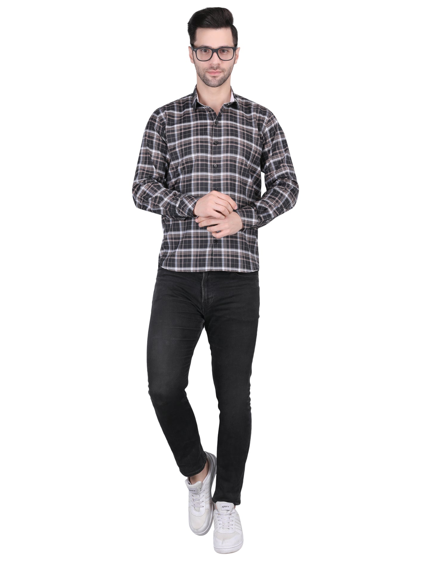 Kouns Men's Black Checkered Shirt