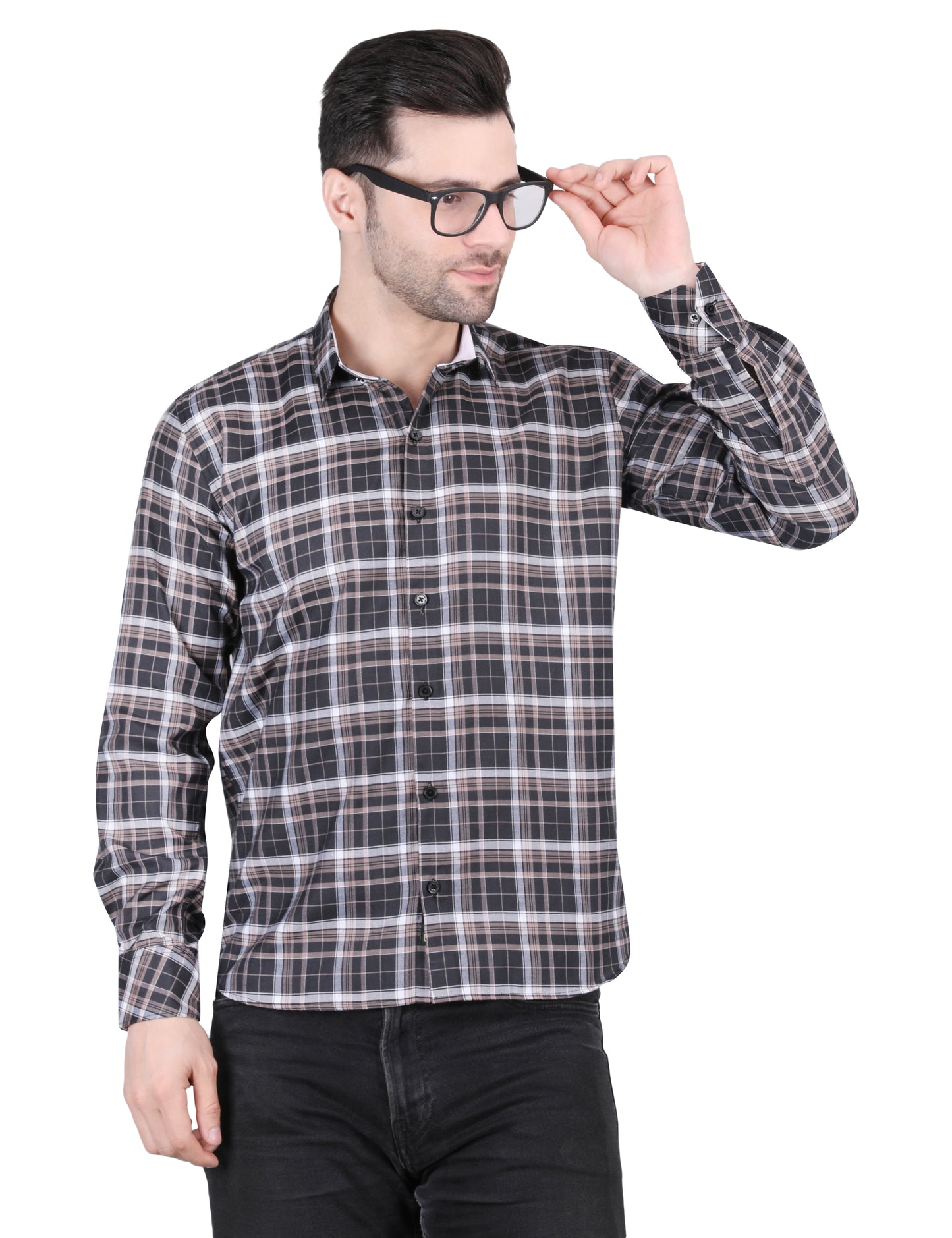 Kouns Men's Black Checkered Shirt