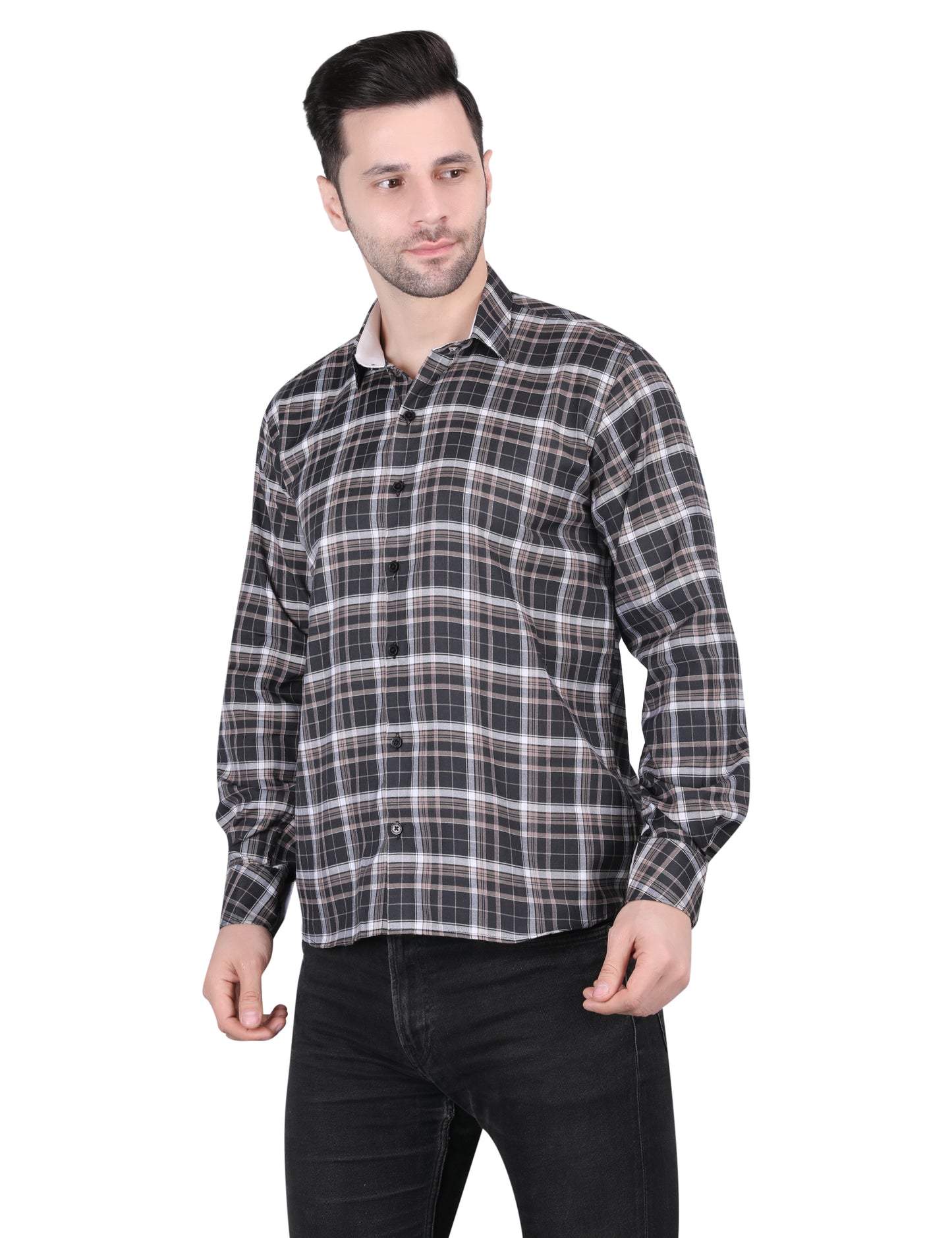 Kouns Men's Black Checkered Shirt