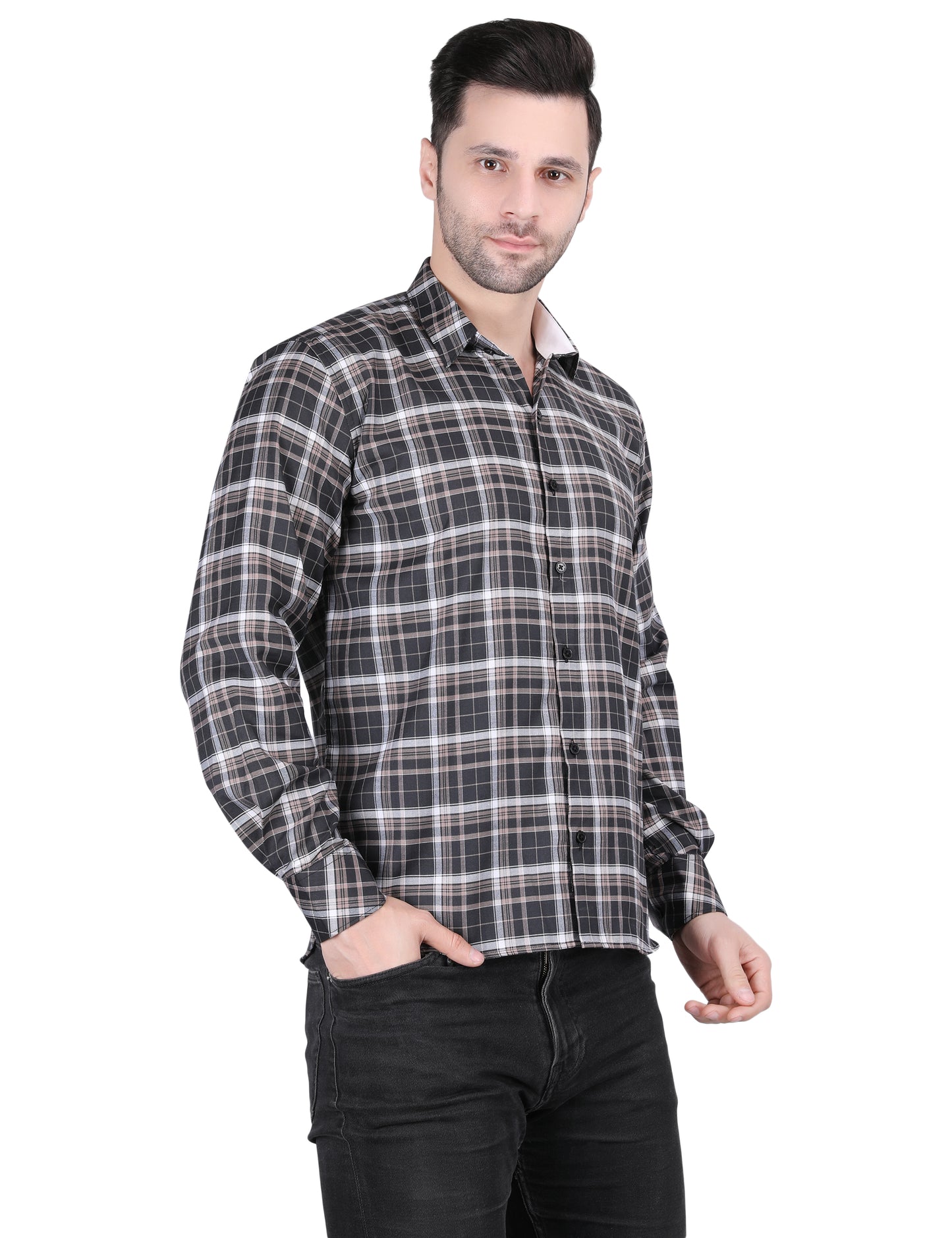 Kouns Men's Black Checkered Shirt