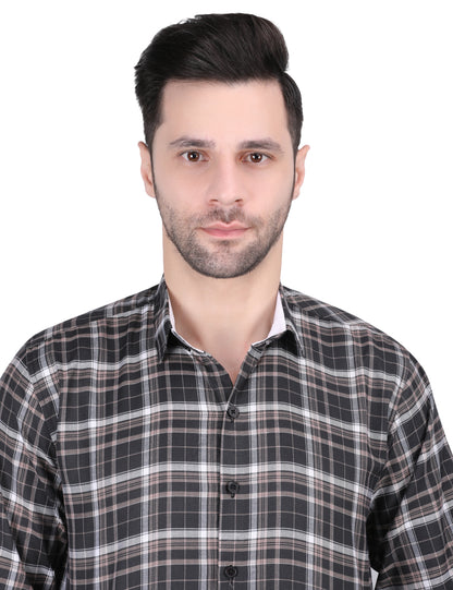 Kouns Men's Black Checkered Shirt