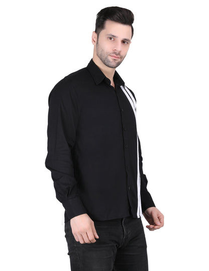 Kouns Men's Black & White Striped Shirt