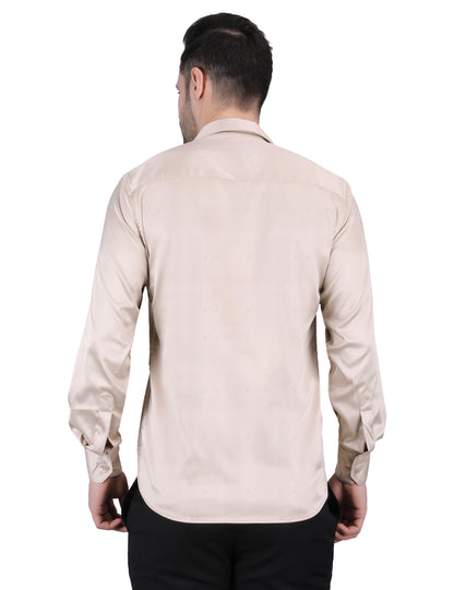 Kouns Men’s Premium Light Brown Satin Shirt –Regular Fit, Stylish and Shiny Finish for Party & Casual Wear