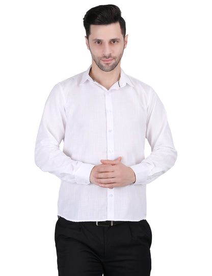Kouns Premium White Linen Shirt – Regular Fit, Lightweight Casual & Formal Wear