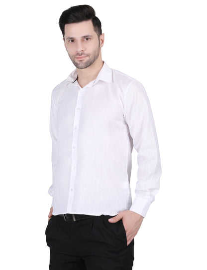 Kouns Premium White Linen Shirt – Regular Fit, Lightweight Casual & Formal Wear