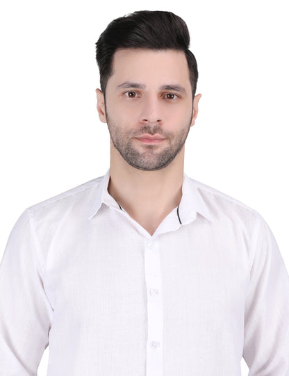 Kouns Premium White Linen Shirt – Regular Fit, Lightweight Casual & Formal Wear