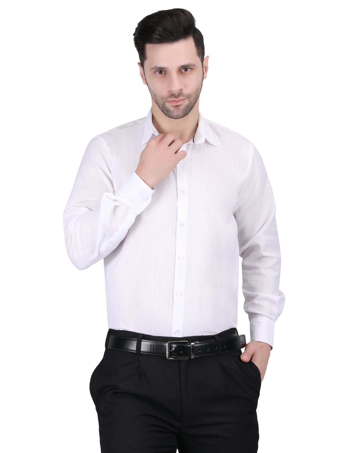 Kouns Premium White Linen Shirt – Regular Fit, Lightweight Casual & Formal Wear