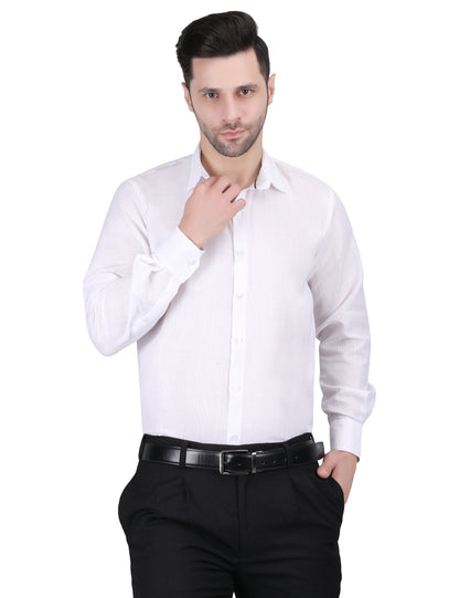 Kouns Premium White Linen Shirt – Regular Fit, Lightweight Casual & Formal Wear