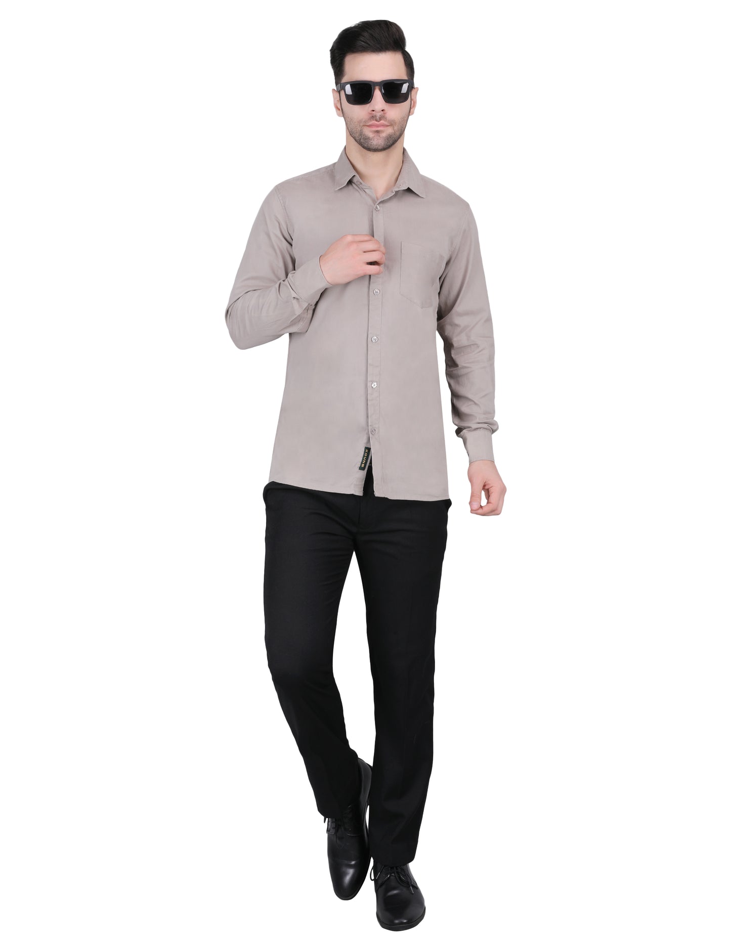 Kouns Men’s Regular Fit Light Beige Cotton Formal Shirt – Premium Soft & Comfortable Office Wear