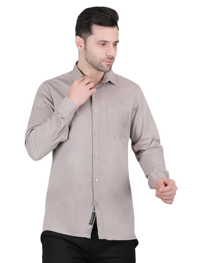 Kouns Men’s Regular Fit Light Beige Cotton Formal Shirt – Premium Soft & Comfortable Office Wear
