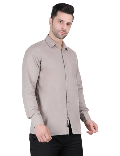 Kouns Men’s Regular Fit Light Beige Cotton Formal Shirt – Premium Soft & Comfortable Office Wear