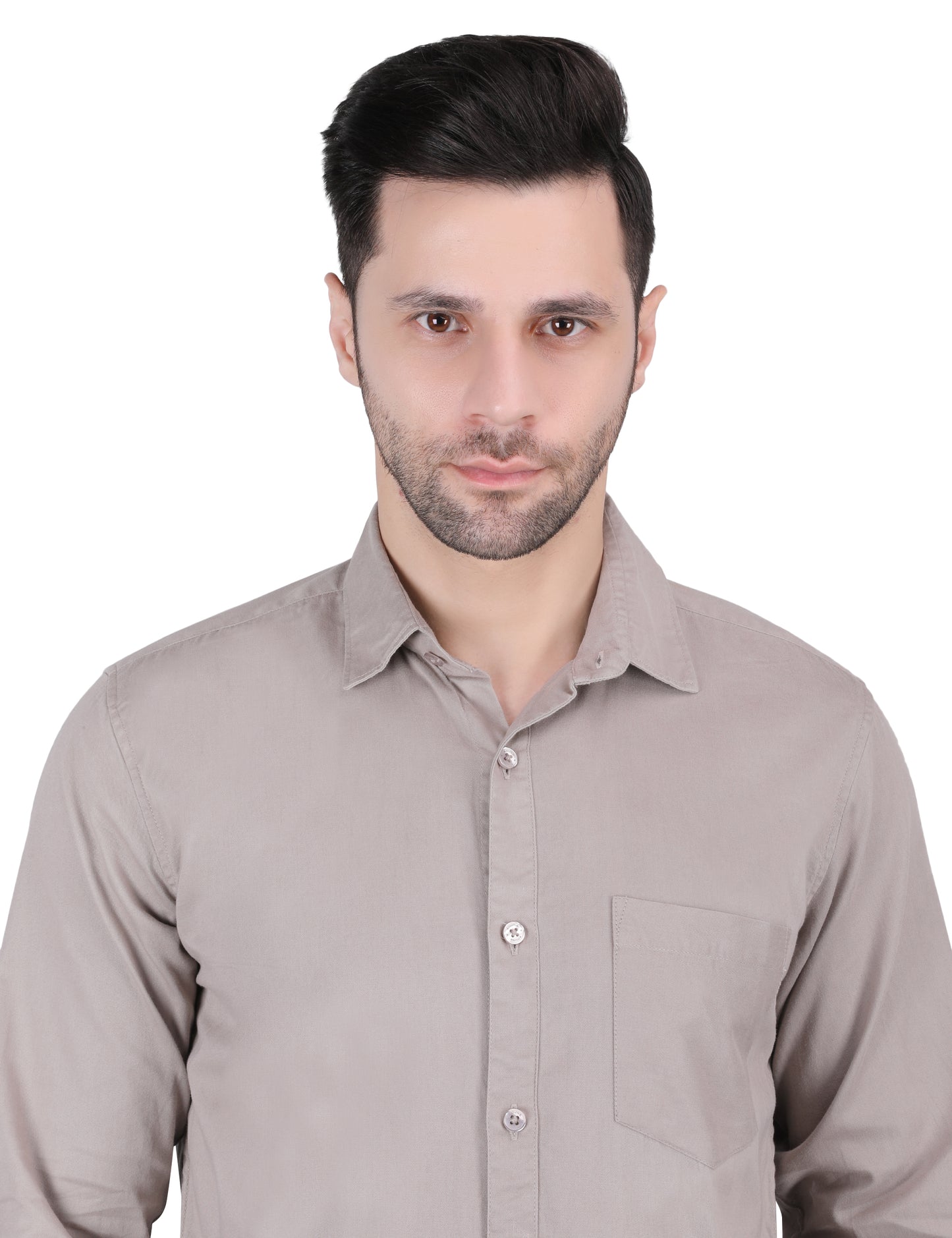 Kouns Men’s Regular Fit Light Beige Cotton Formal Shirt – Premium Soft & Comfortable Office Wear