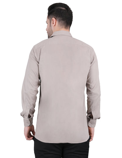 Kouns Men’s Regular Fit Light Beige Cotton Formal Shirt – Premium Soft & Comfortable Office Wear