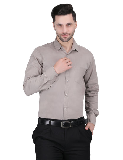 Kouns Men’s Regular Fit Light Beige Cotton Formal Shirt – Premium Soft & Comfortable Office Wear