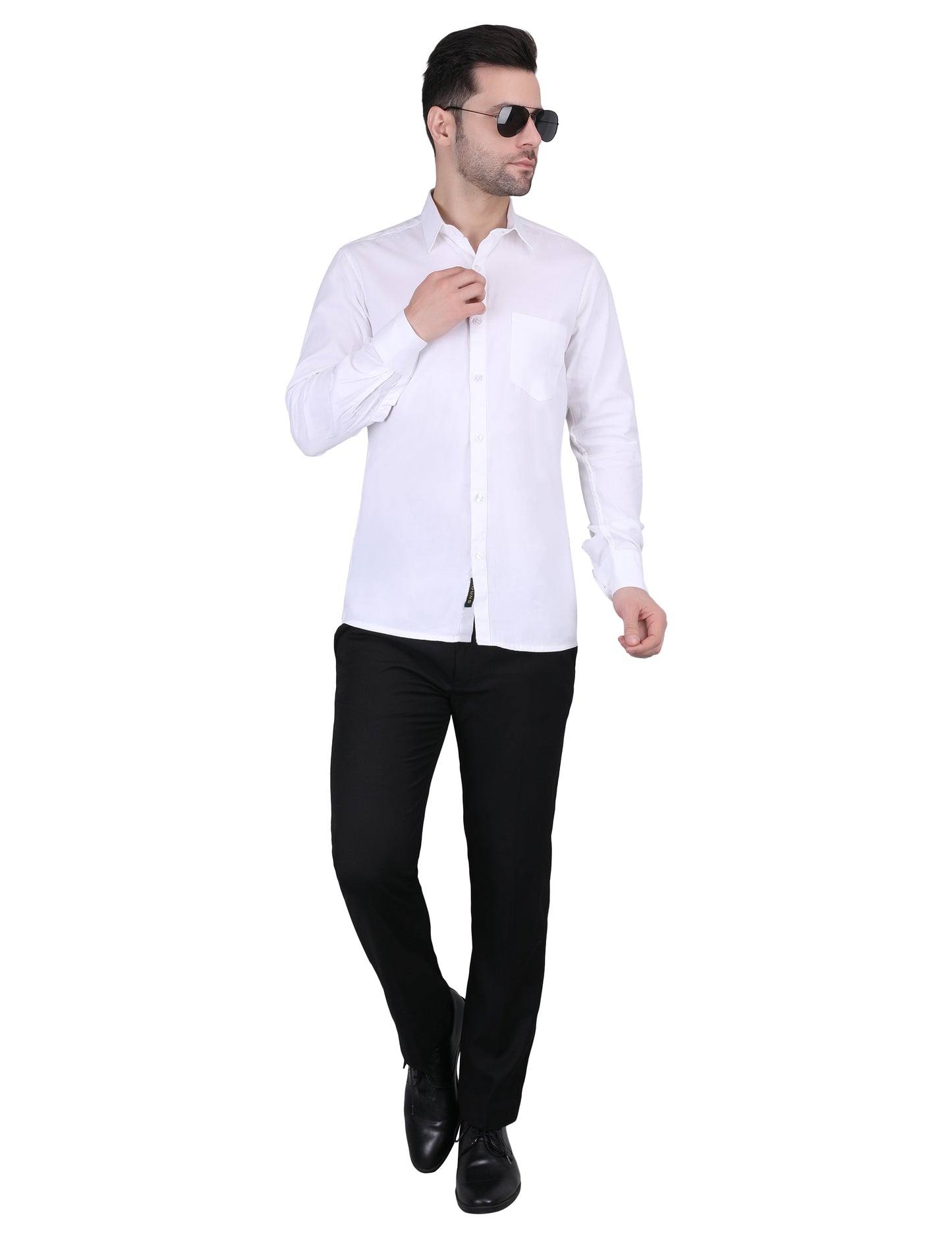 Kouns Men’s Regular Fit White Cotton Formal Shirt – Premium Soft & Comfortable Office Wear