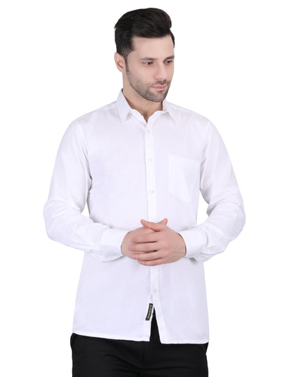 Kouns Men’s Regular Fit White Cotton Formal Shirt – Premium Soft & Comfortable Office Wear