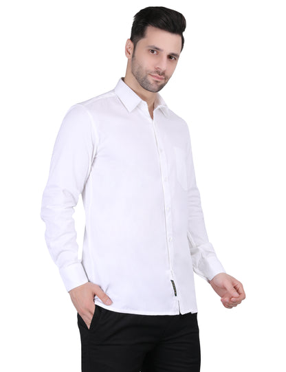 Kouns Men’s Regular Fit White Cotton Formal Shirt – Premium Soft & Comfortable Office Wear