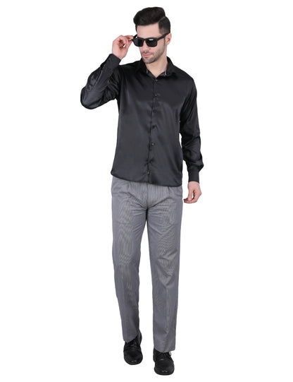 Kouns Men's Black Satin Shirt