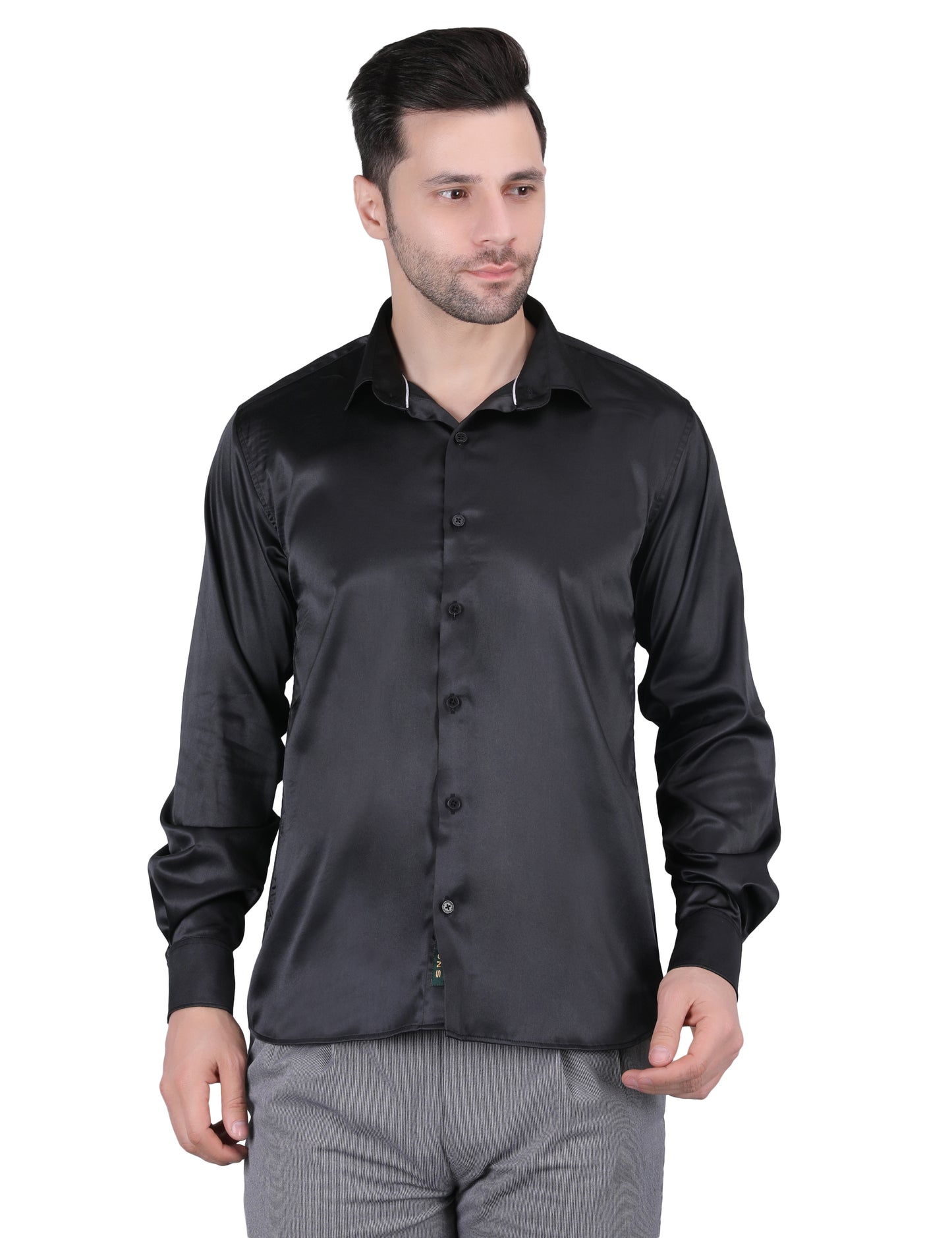 Kouns Men's Black Satin Shirt