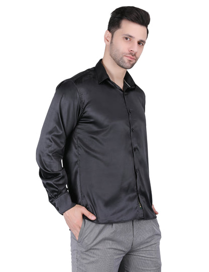 Kouns Men's Black Satin Shirt