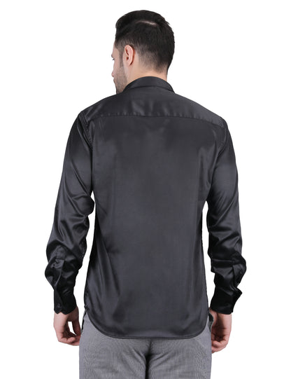 Kouns Men's Black Satin Shirt