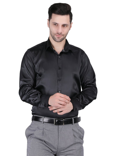 Kouns Men's Black Satin Shirt