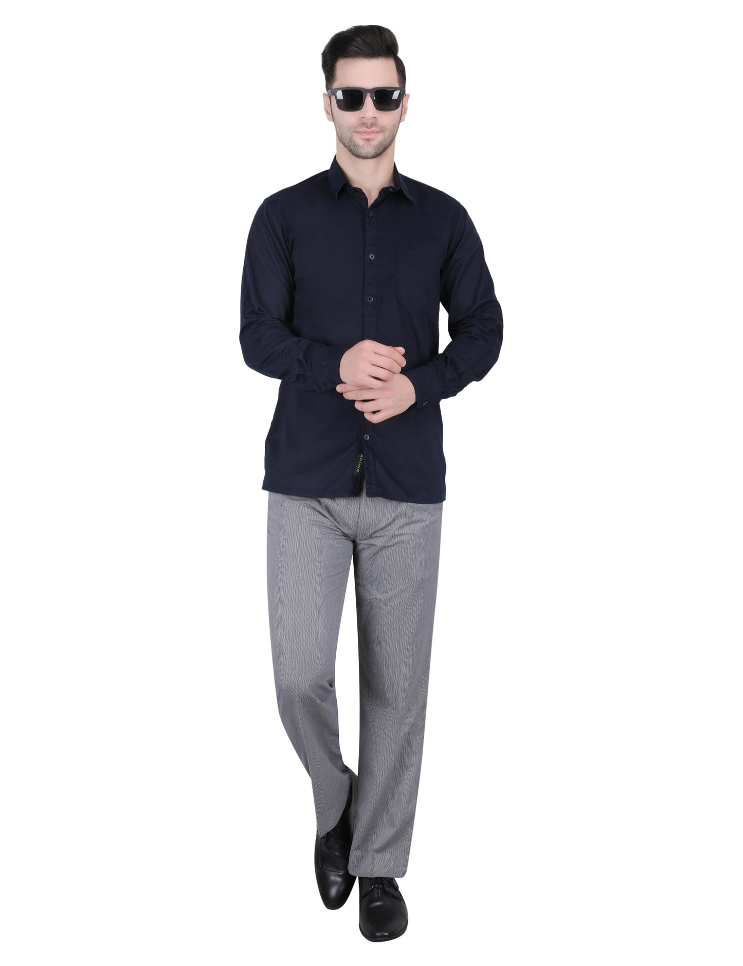 Kouns Men’s Regular Fit Navy Blue Cotton Formal Shirt – Premium Soft & Comfortable Office Wear