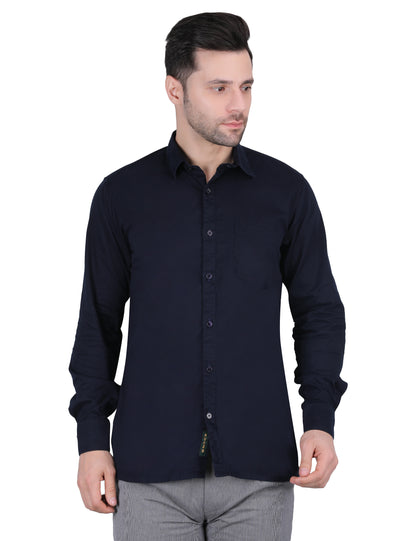 Kouns Men’s Regular Fit Navy Blue Cotton Formal Shirt – Premium Soft & Comfortable Office Wear