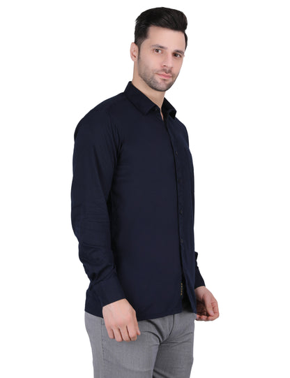Kouns Men’s Regular Fit Navy Blue Cotton Formal Shirt – Premium Soft & Comfortable Office Wear