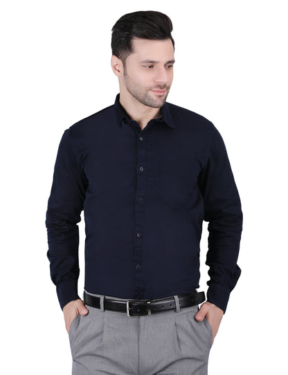 Kouns Men’s Regular Fit Navy Blue Cotton Formal Shirt – Premium Soft & Comfortable Office Wear