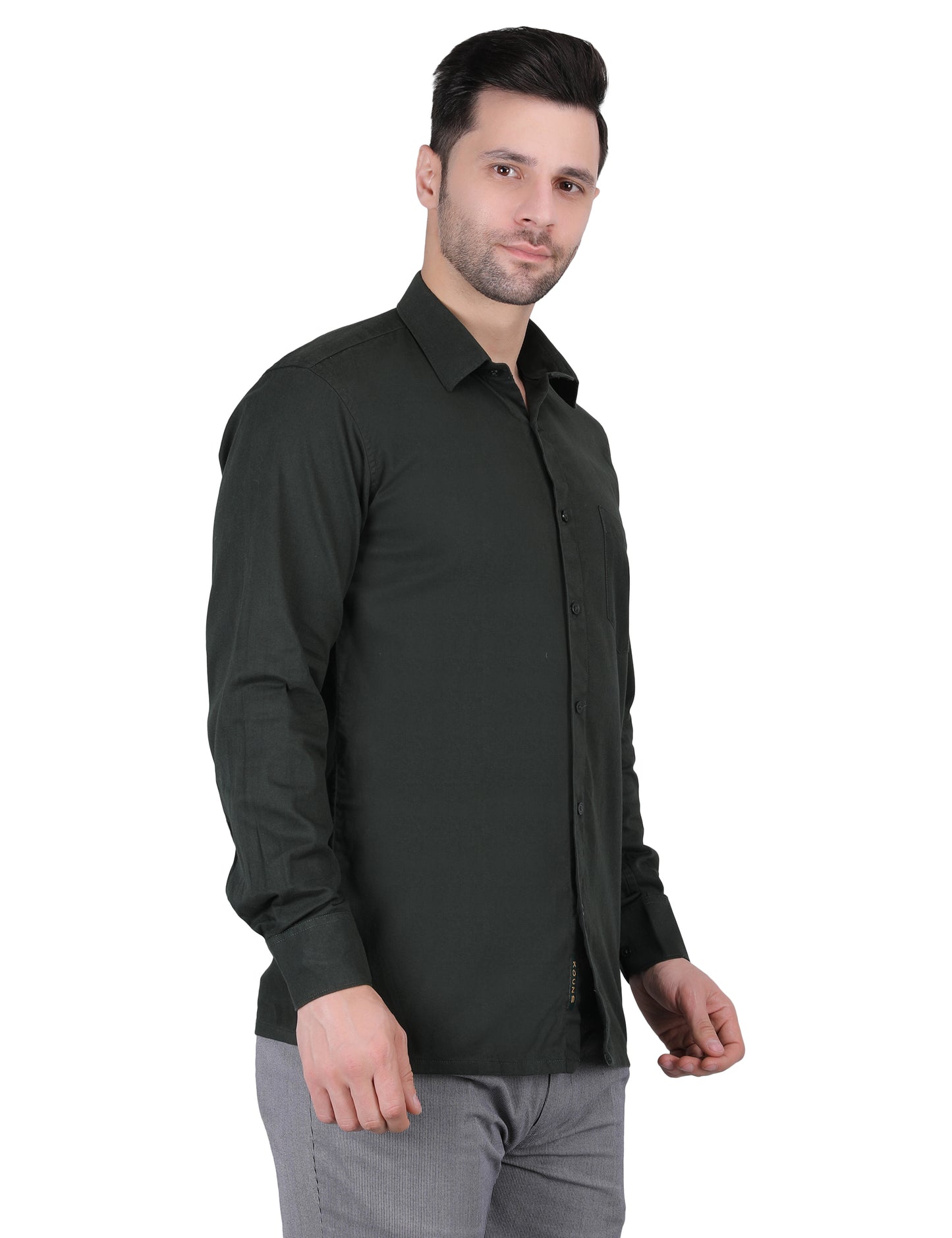 Kouns Men's Bottle Green Formal Shirt