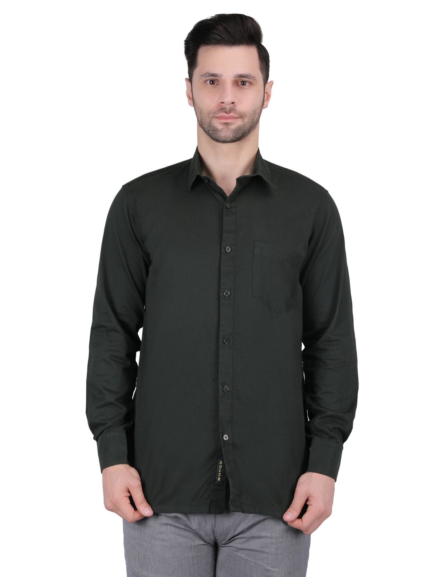 Kouns Men's Bottle Green Formal Shirt