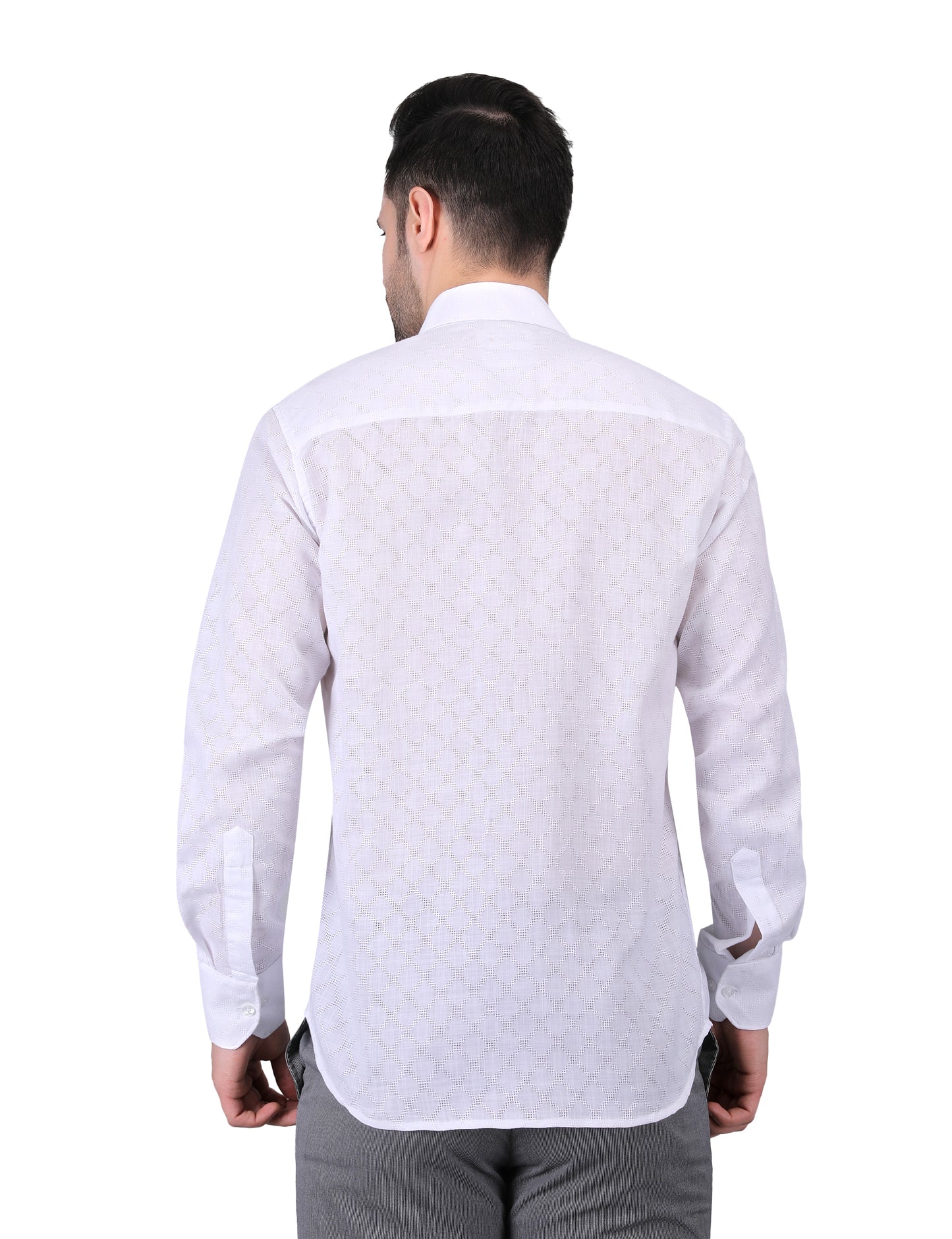 Kouns Premium White Linen Designer Shirt – Regular Fit, Elegant Textured Casual Wear