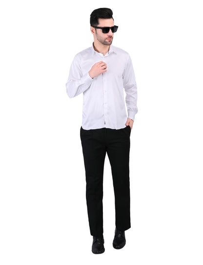 Kouns Men’s Premium White Satin Shirt –Regular Fit, Stylish and Shiny Finish for Party & Casual Wear