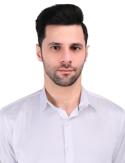 Kouns Men’s Premium White Satin Shirt –Regular Fit, Stylish and Shiny Finish for Party & Casual Wear
