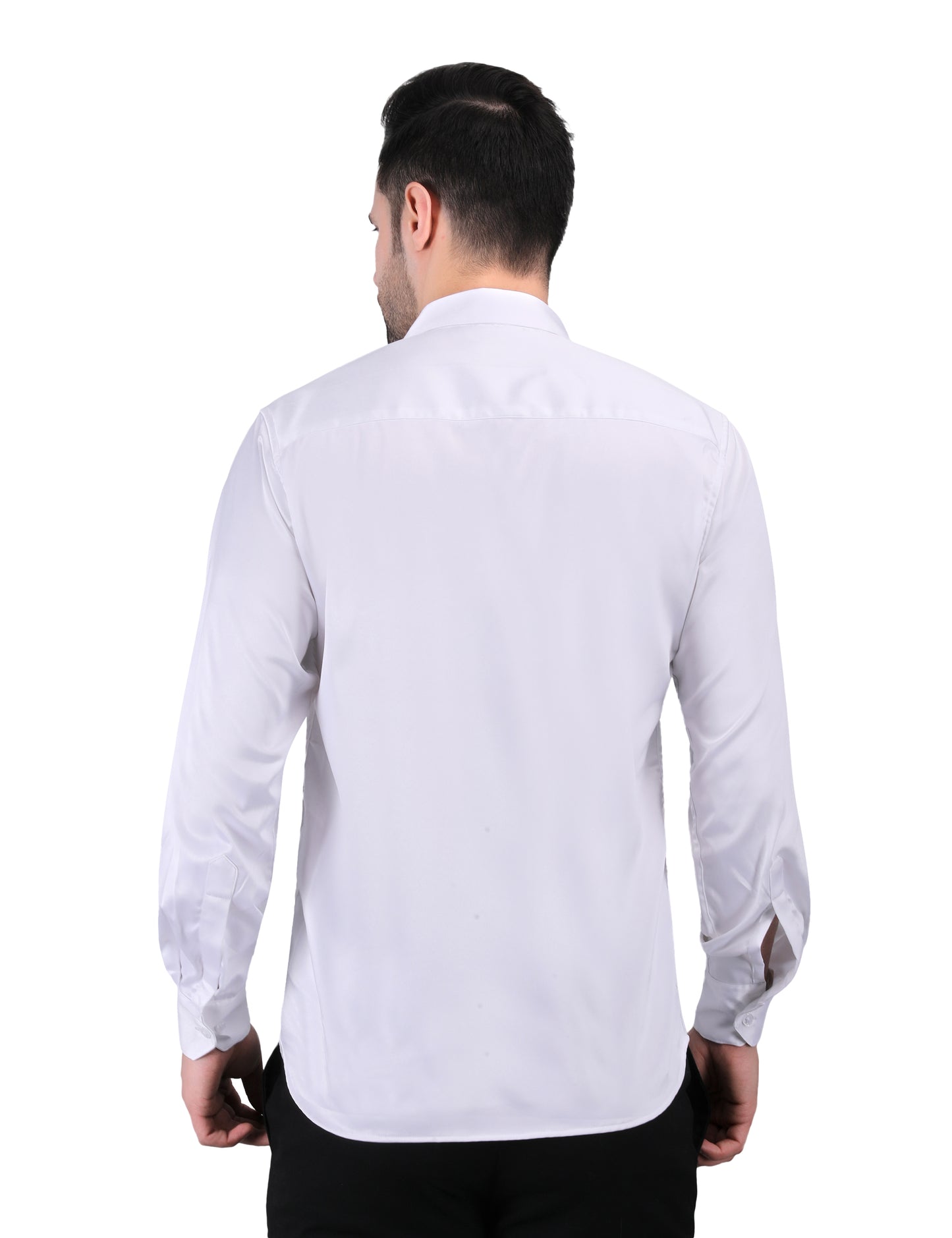 Kouns Men’s Premium White Satin Shirt –Regular Fit, Stylish and Shiny Finish for Party & Casual Wear
