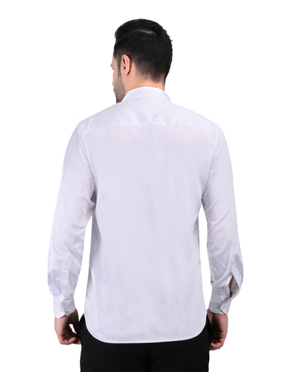 Kouns Men’s Premium White Satin Shirt –Regular Fit, Stylish and Shiny Finish for Party & Casual Wear
