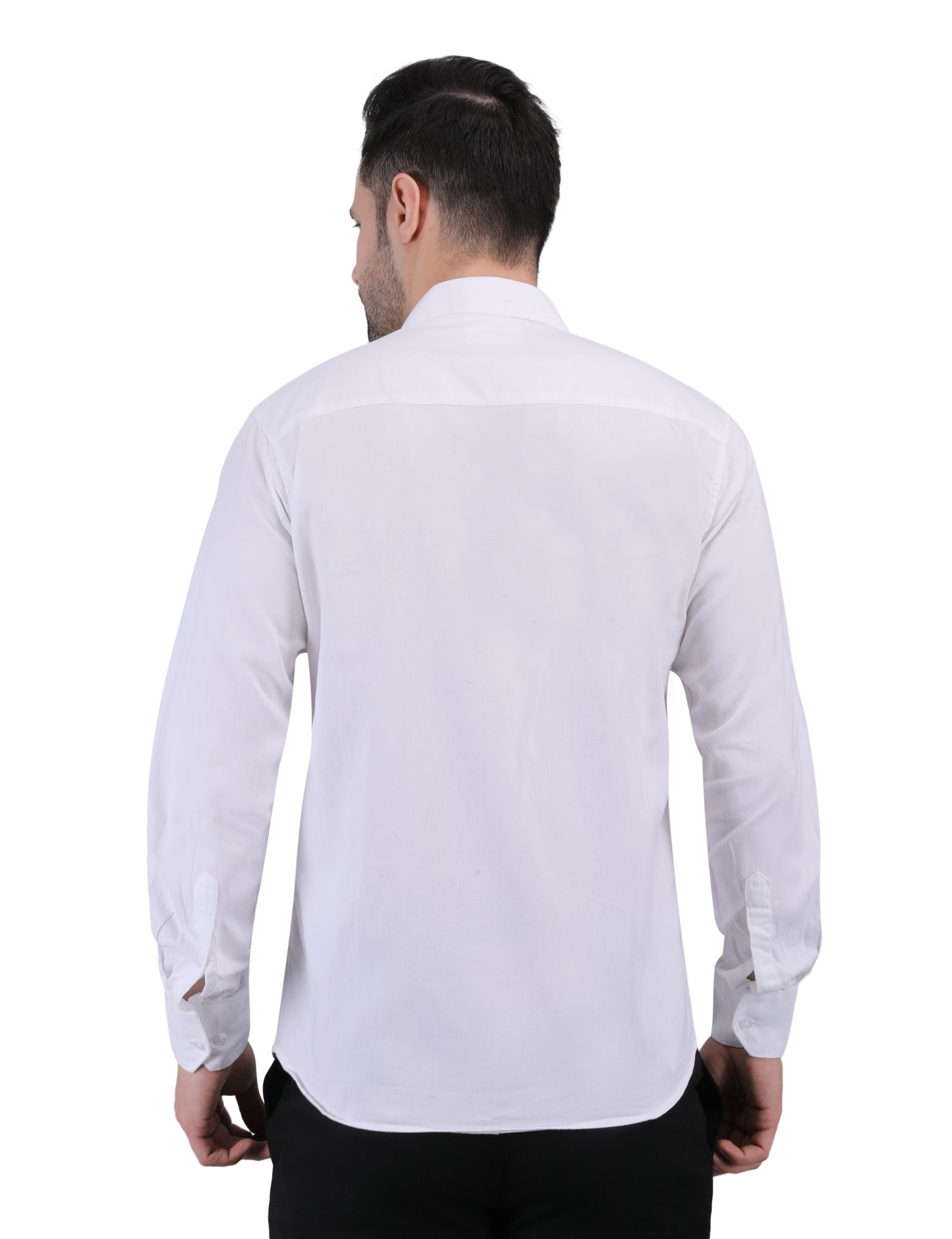 Kouns Men’s Premium Regular Fit White Cotton Designer Shirt – Stripe Detail, Stylish Casual & Party Wear