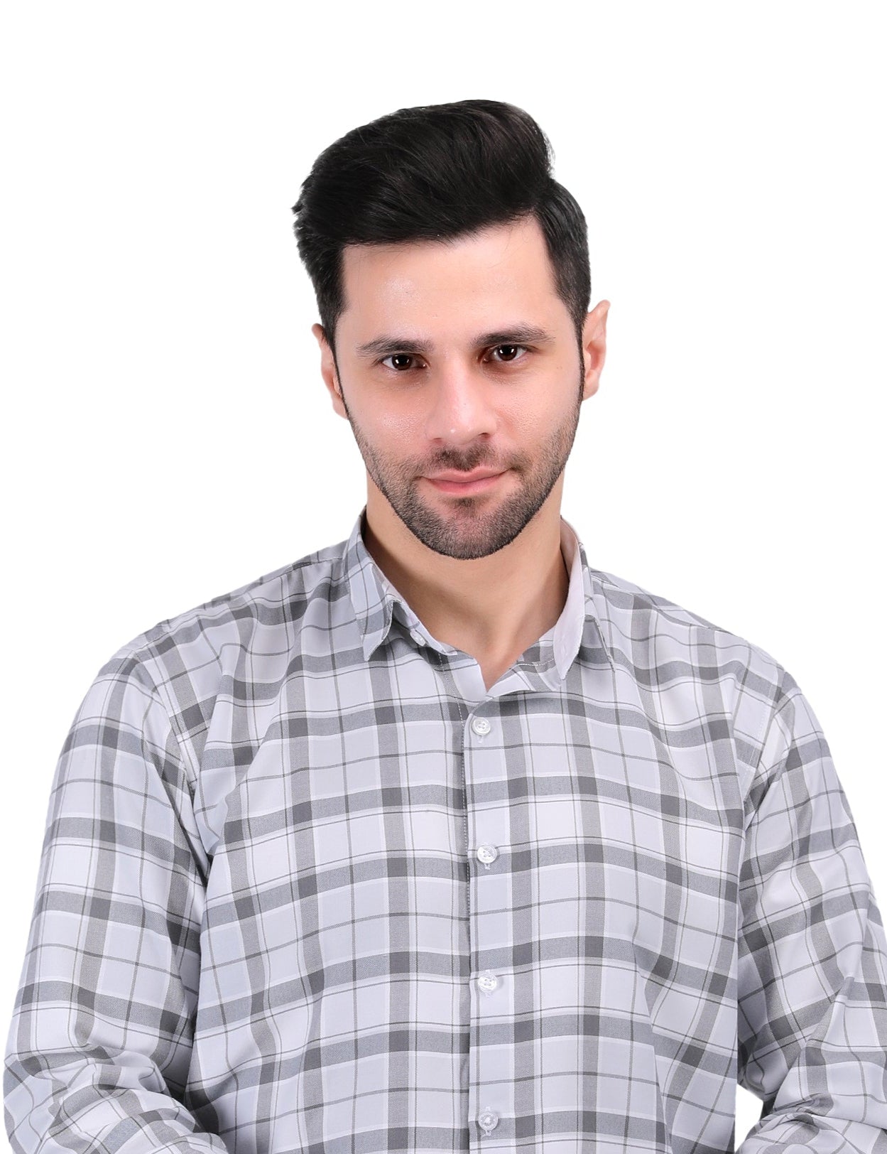 Kouns Men's Grey Checkered Shirt