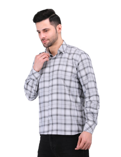 Kouns Men's Grey Checkered Shirt