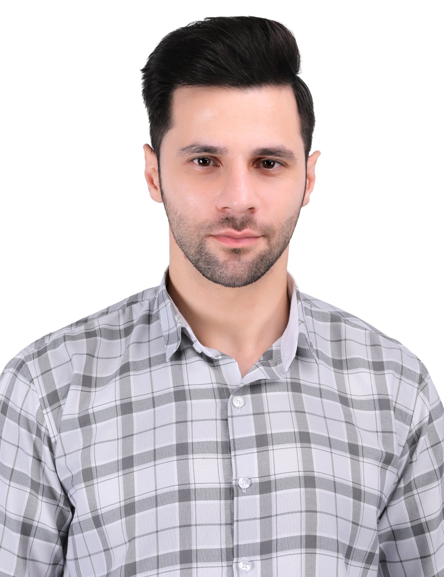 Kouns Men's Grey Checkered Shirt