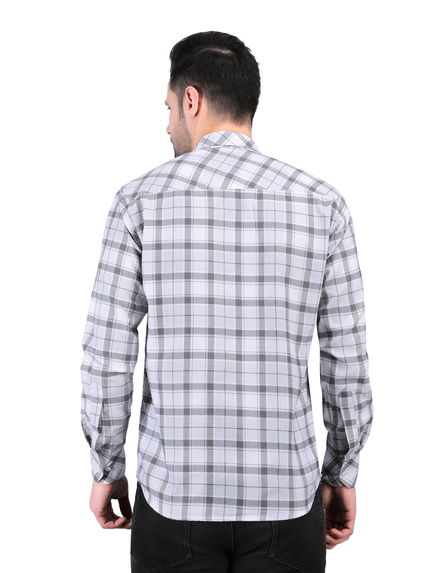 Kouns Men's Grey Checkered Shirt