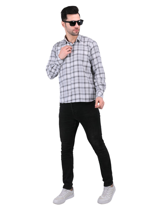 Kouns Men's Grey Checkered Shirt