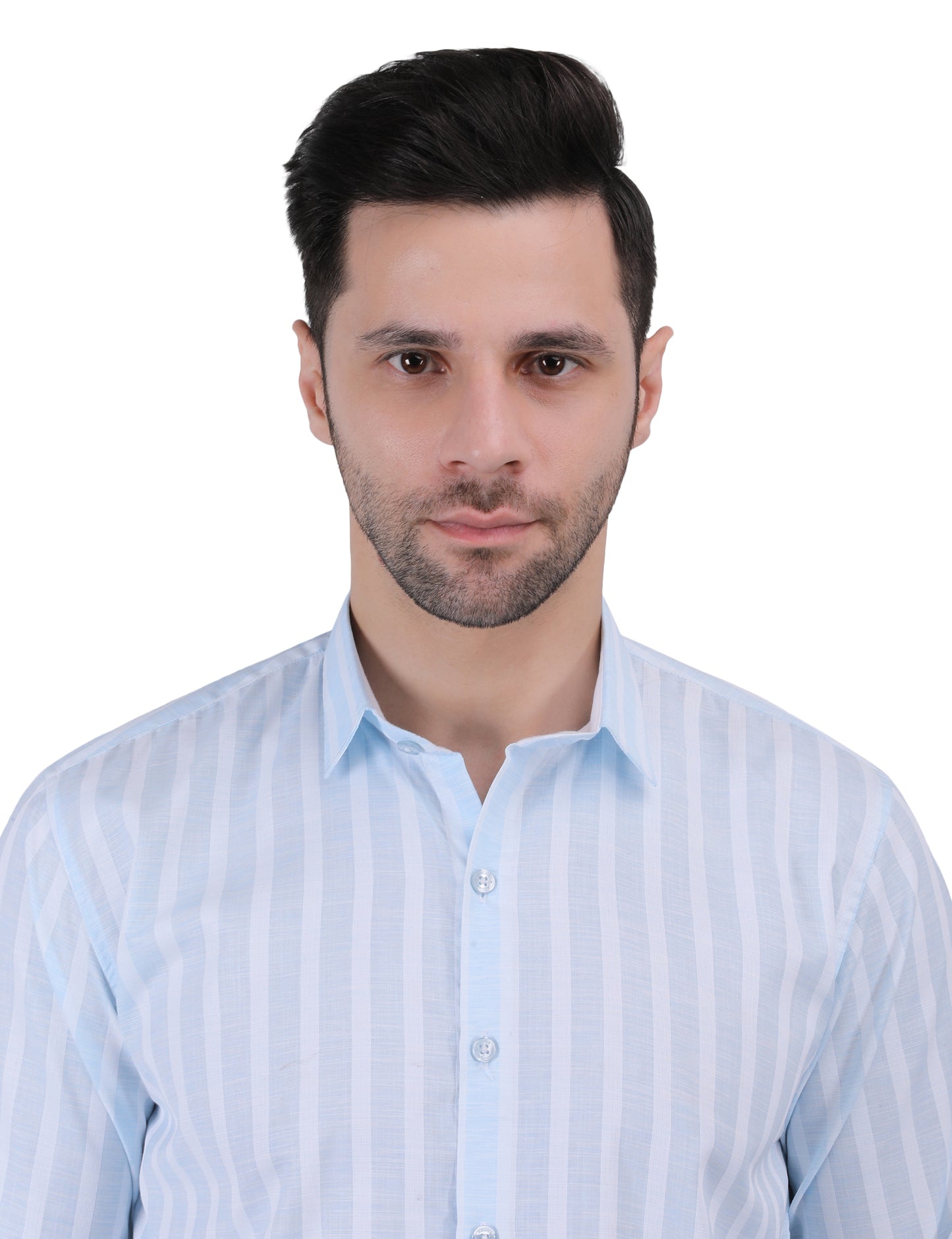 Kouns Men’s Regular Fit Light Blue Striped Linen Shirt – Premium Lightweight Casual & Formal Wear