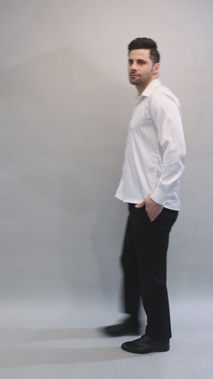 Kouns Men’s Premium White Satin Shirt –Regular Fit, Stylish and Shiny Finish for Party & Casual Wear